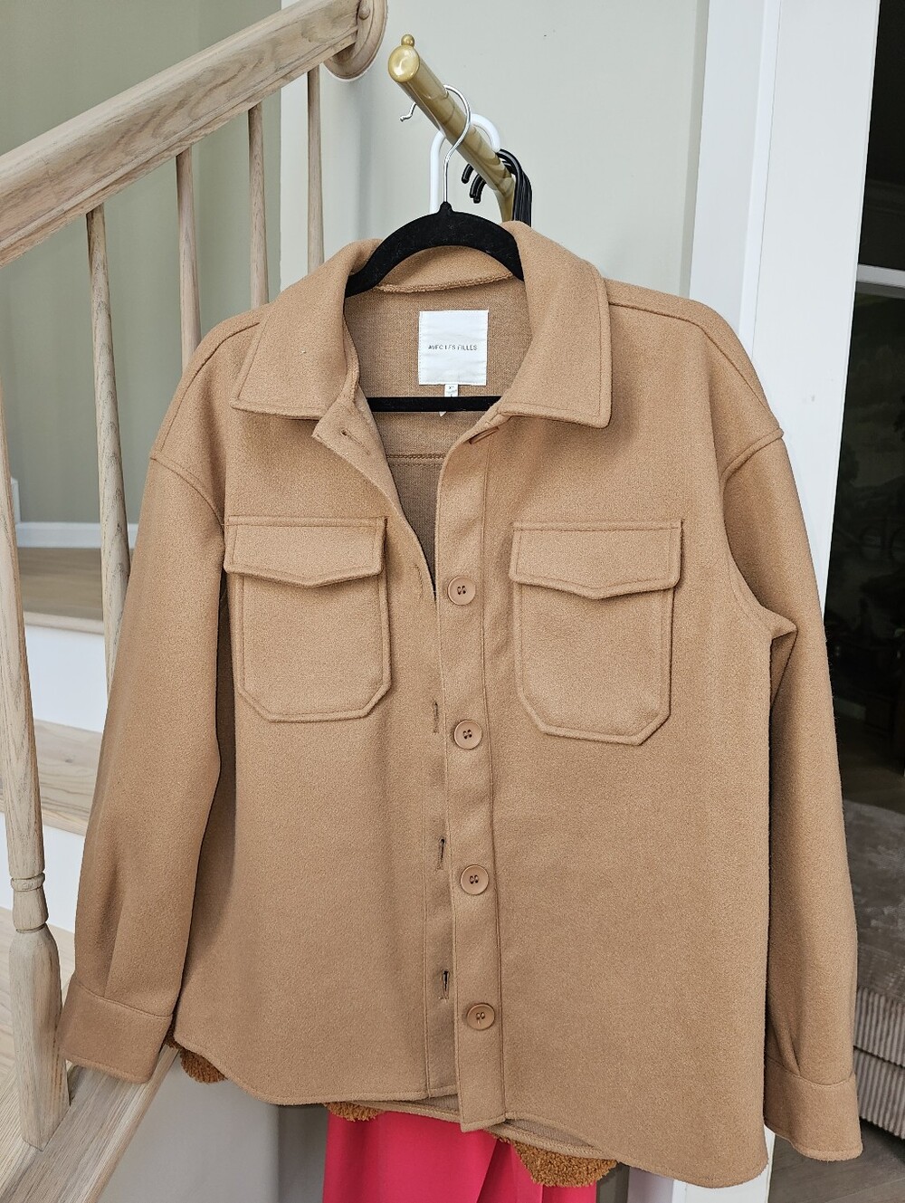 AVEC LES FILLES Anthropologie Felted Shirt Shacket Jacket Cognac Women's XS - Picture 9 of 9